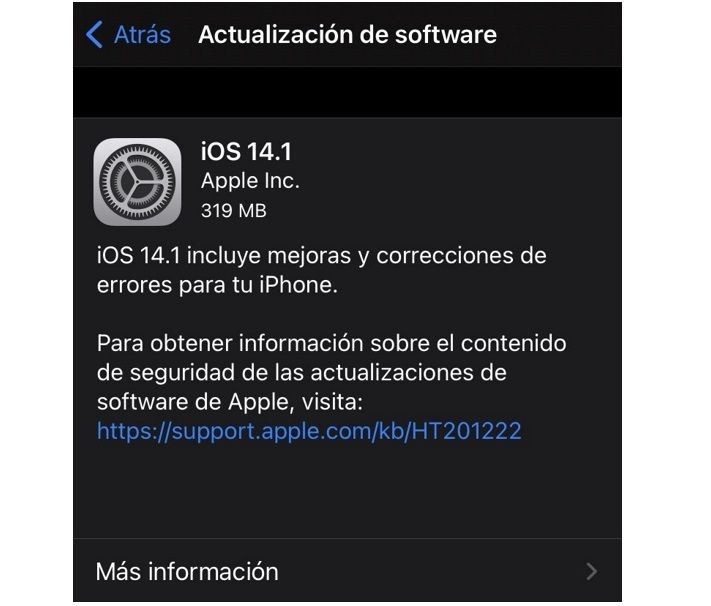 ios 14.1 actualización