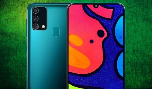 samsung galaxy f41 y fondo verde