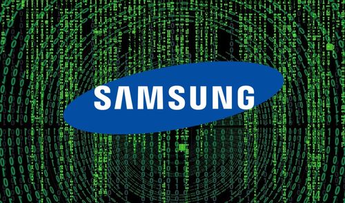 samsung logo y matrix de fondo