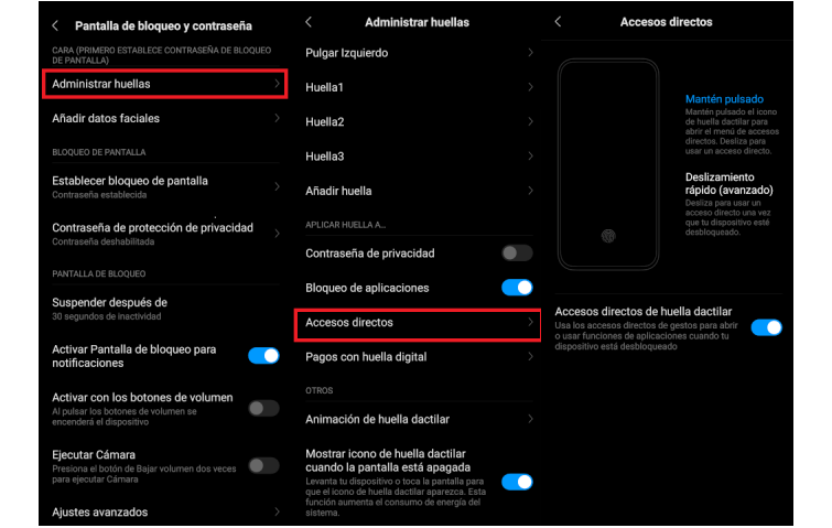 Huella en pantalla miui