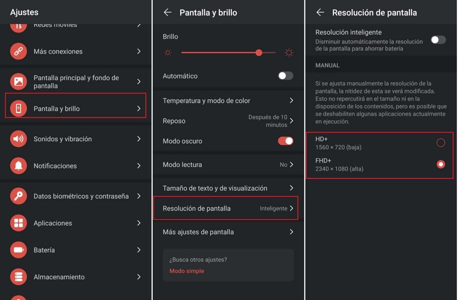 huawei resolucion de pantalla