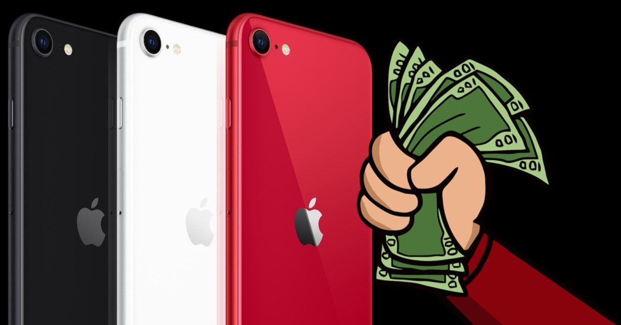 iphone se y mano con dinero