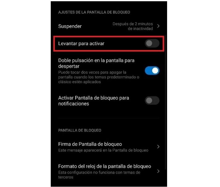 levantar para activar Xiaomi