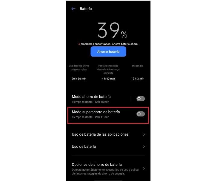 realme ahorro super bateria