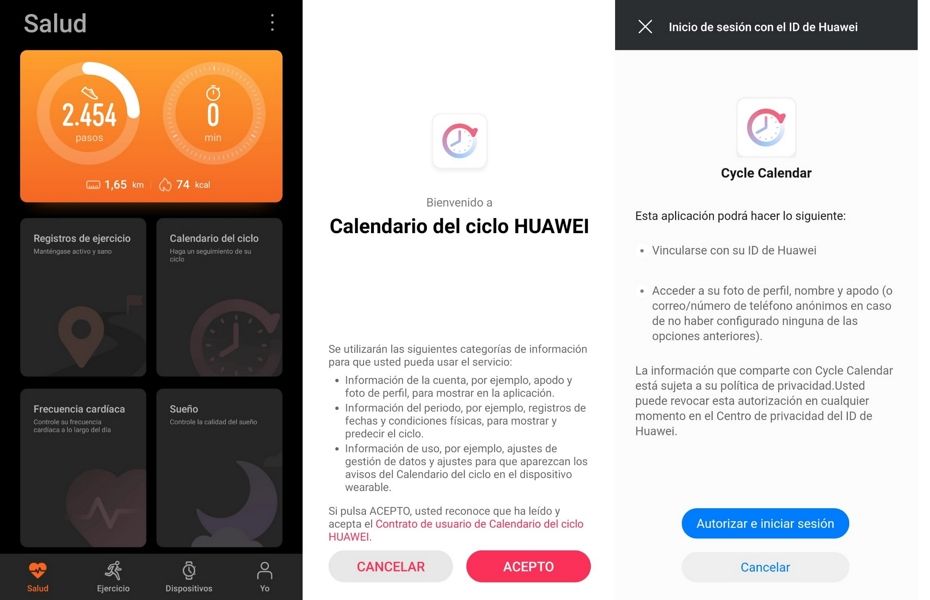 ciclo menstrual en huawei