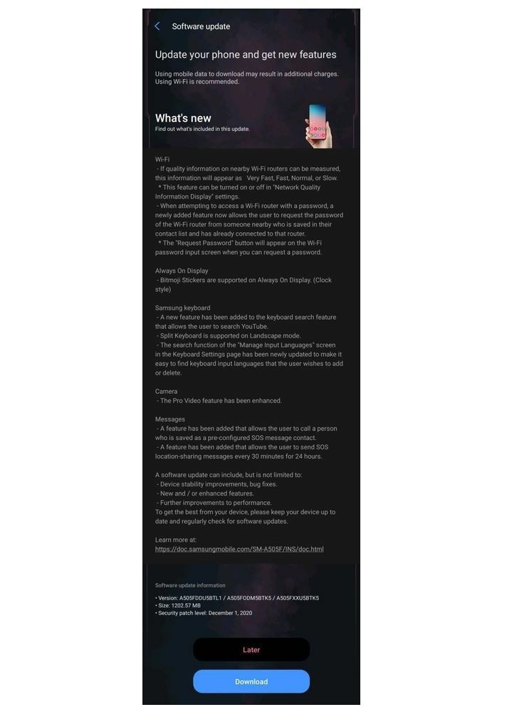 galaxy a50 one ui 2.5