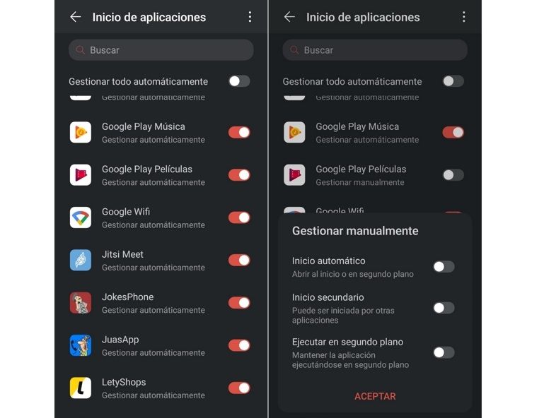 inicio de aplicaciones Android