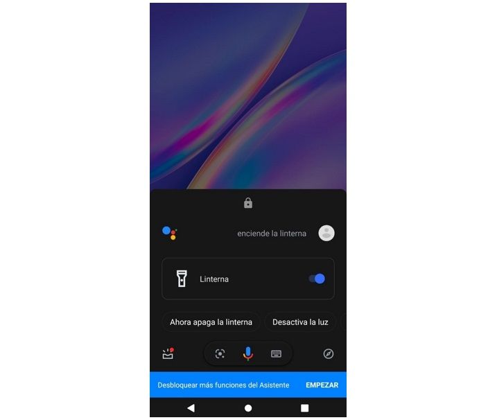 linterna con asistente de google