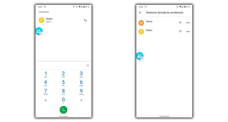 llamadas varias personas android
