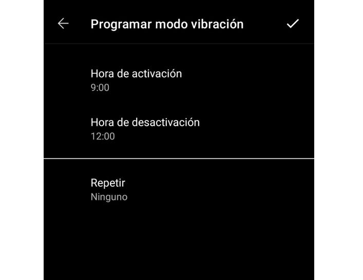 programar modo vibración android