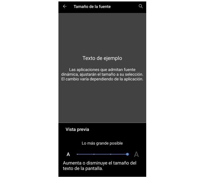 tamaño fuente android
