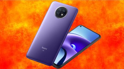 Redmi 9T y fondo naranja