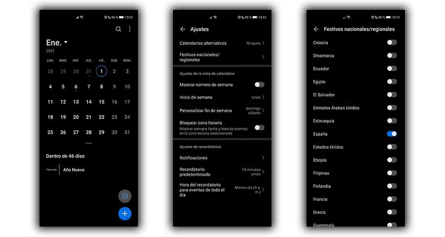 calendario festivos huawei
