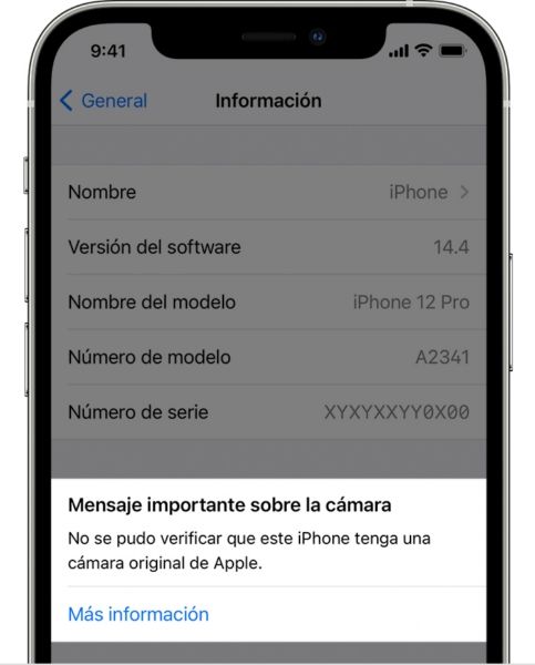 iphone 12 aviso camaras no origiales