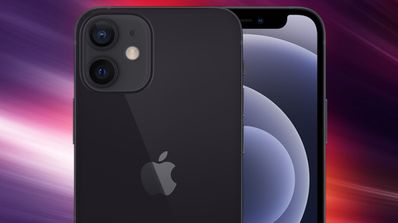 iphone 12 negro y fondo de colores