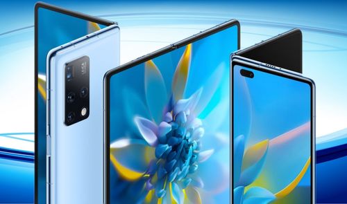 Huawei Mate X2 y fondo azul