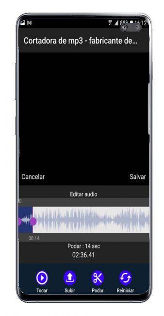 Interfaz de la aplicación MP3 cortador