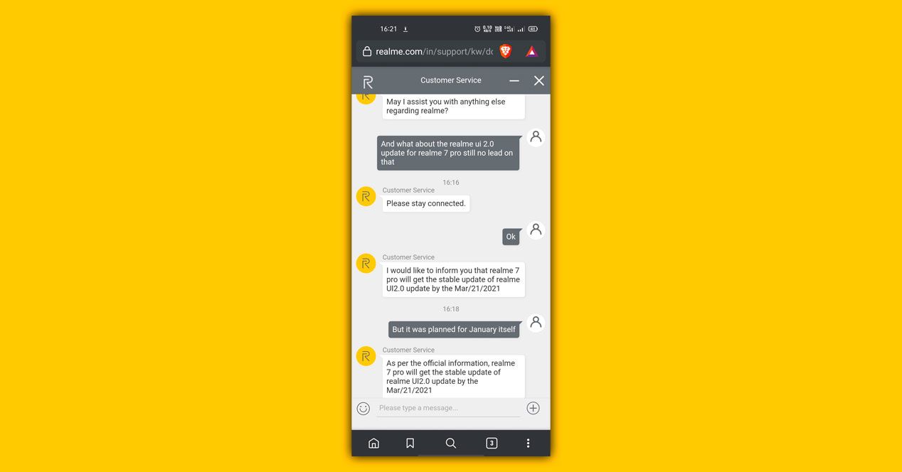 chat actualización realme 7 pro