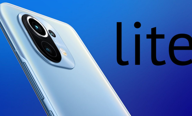 mi 11 lite y fondo azul