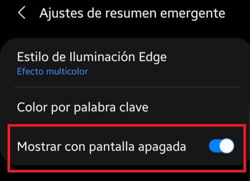 mostrar edge con pantalla apagada