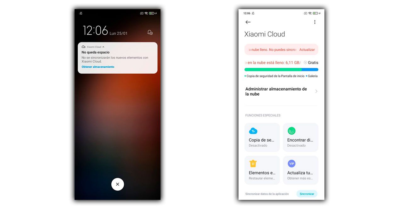 no queda espacio xiaomi cloud