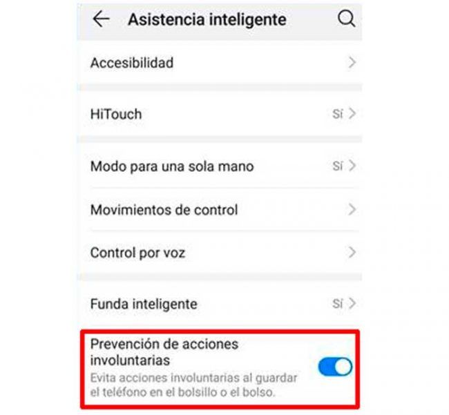 pulsaciones accidentales pantalla móvil