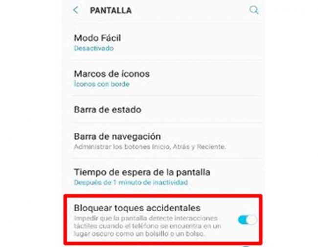 pulsaciones accidentales pantalla móvil