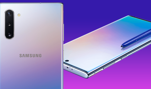 samsung galaxy note 10 y fondo morado