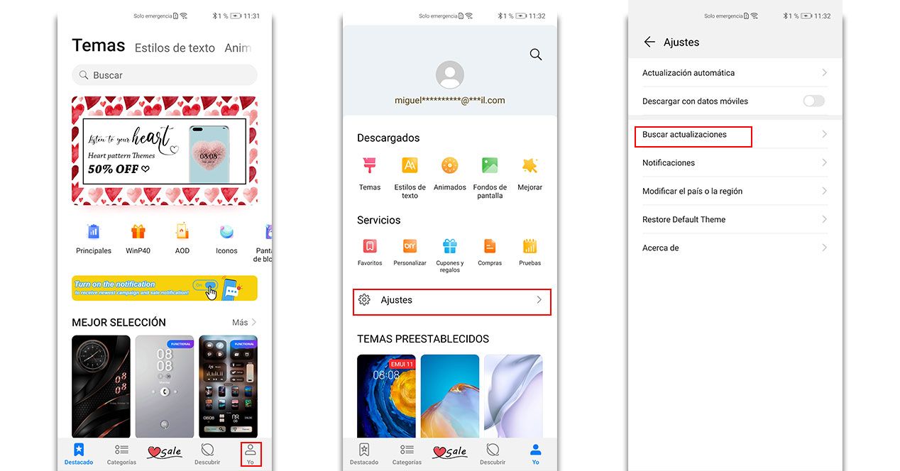 actualizar temas huawei