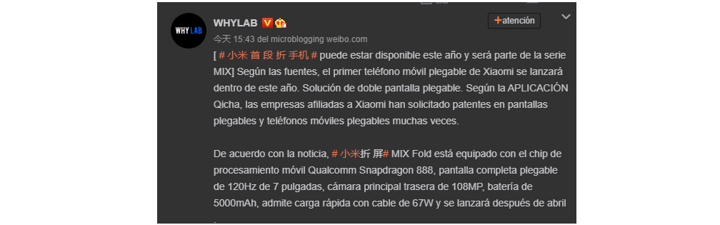 plegable xiaomi filtracion