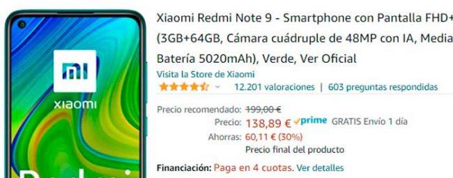 oferta Redmi Note 9