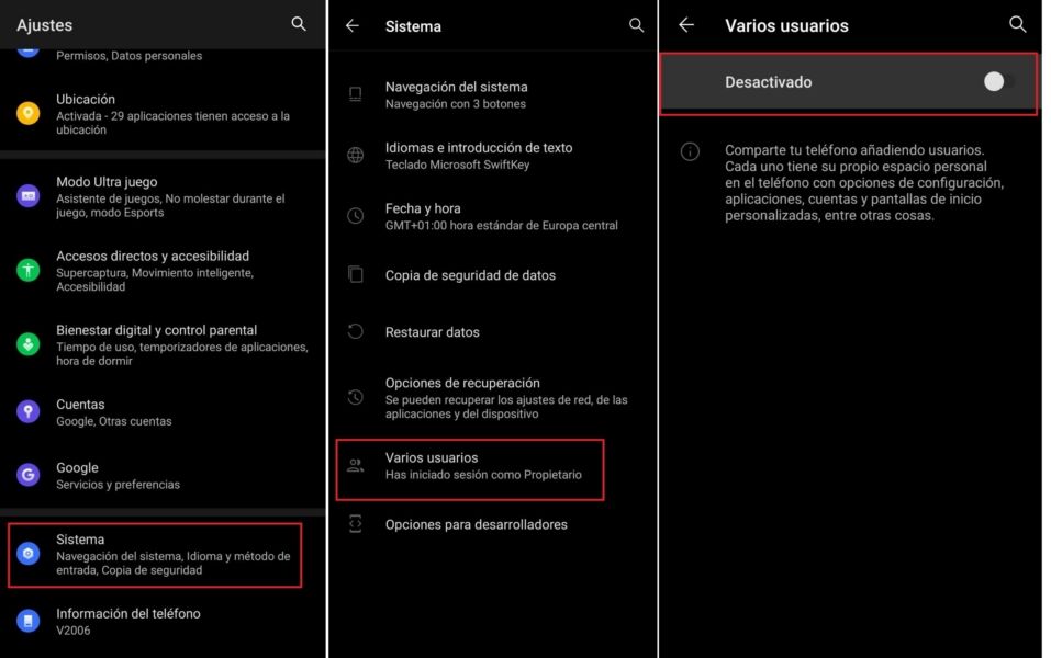 varios usuarios en android