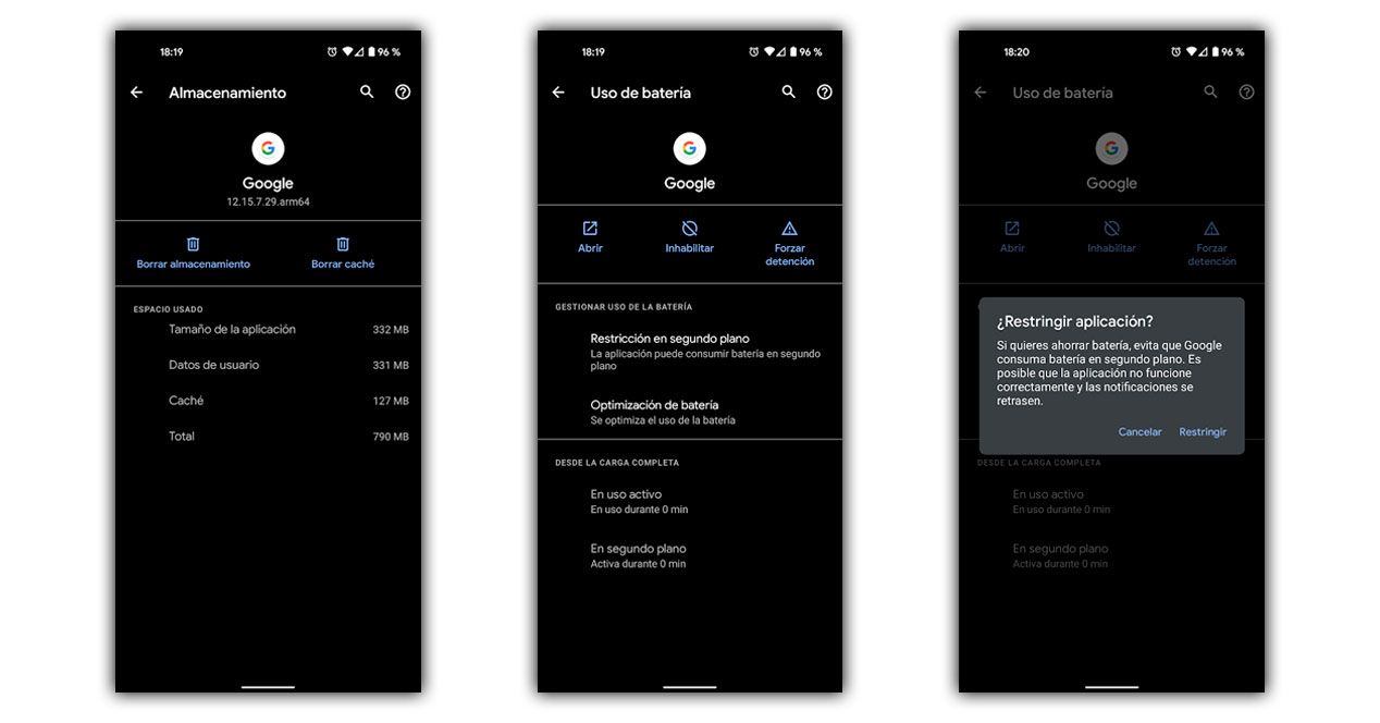 bateria segundo plano google
