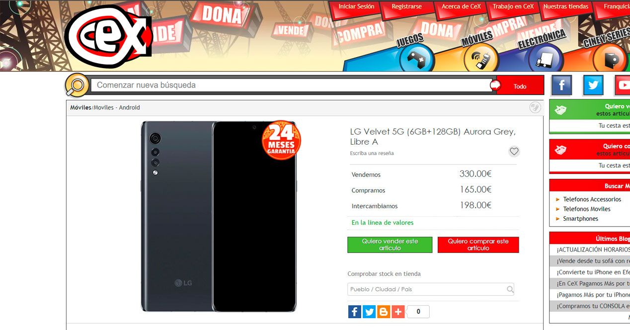 lg velvet 5g segunda mano