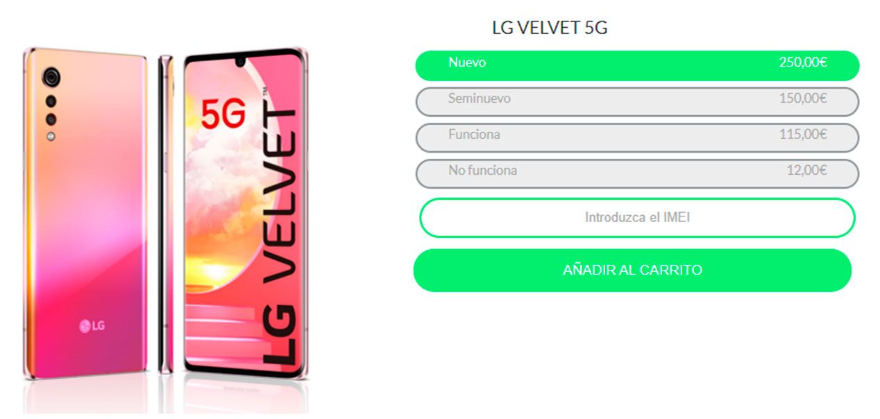 lg velvet 5g vender usado