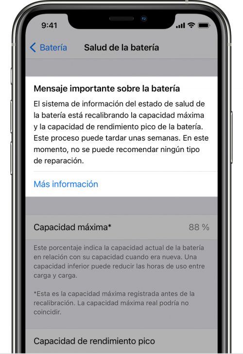 Recalibración de la batería en iPhone