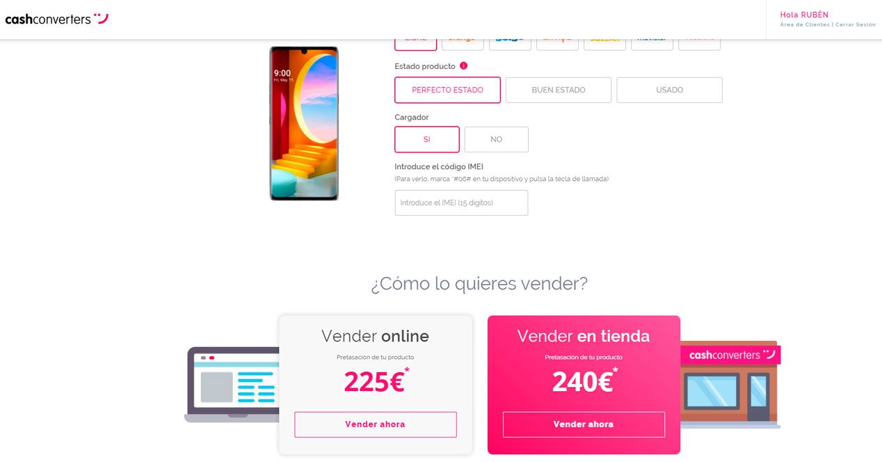 vender lg velvet usado cash