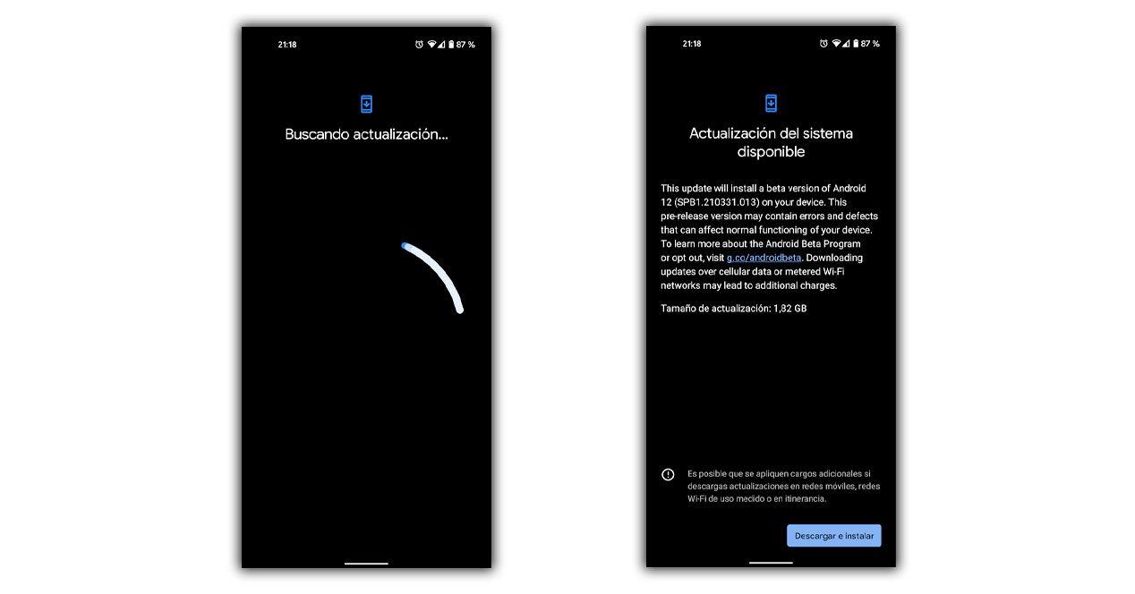 actualización android 12 beta