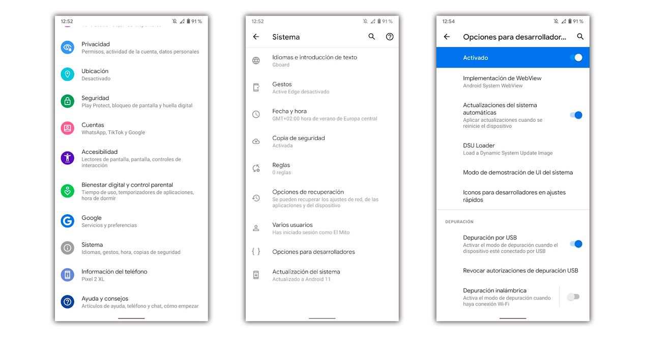 desactivar sensores android