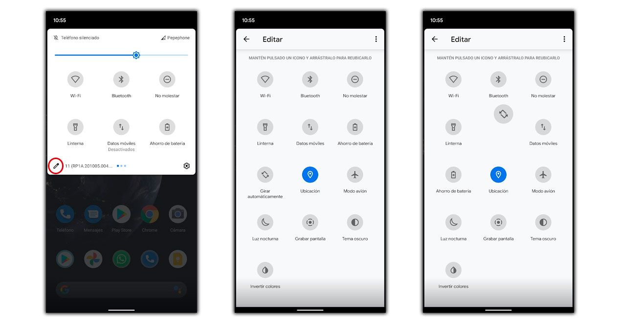 editar accesos rapidos android