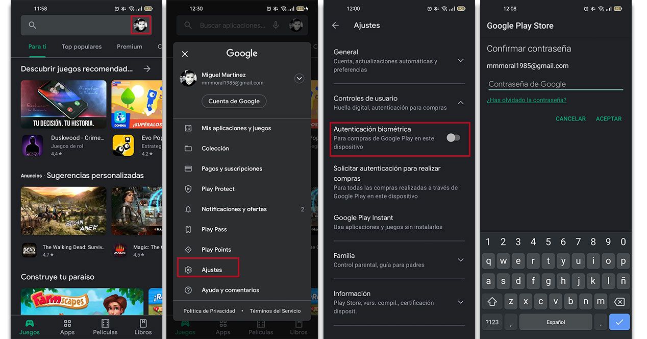 huella compras play store
