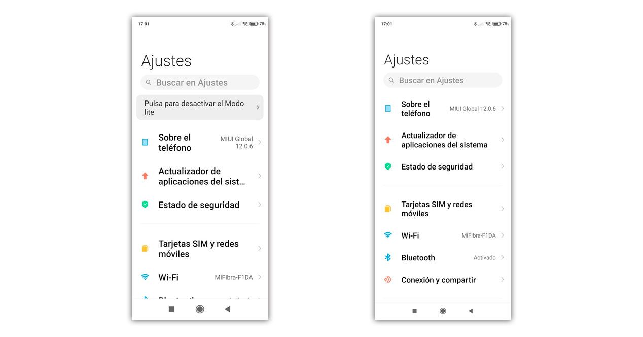 modo lite xiaomi diferencia