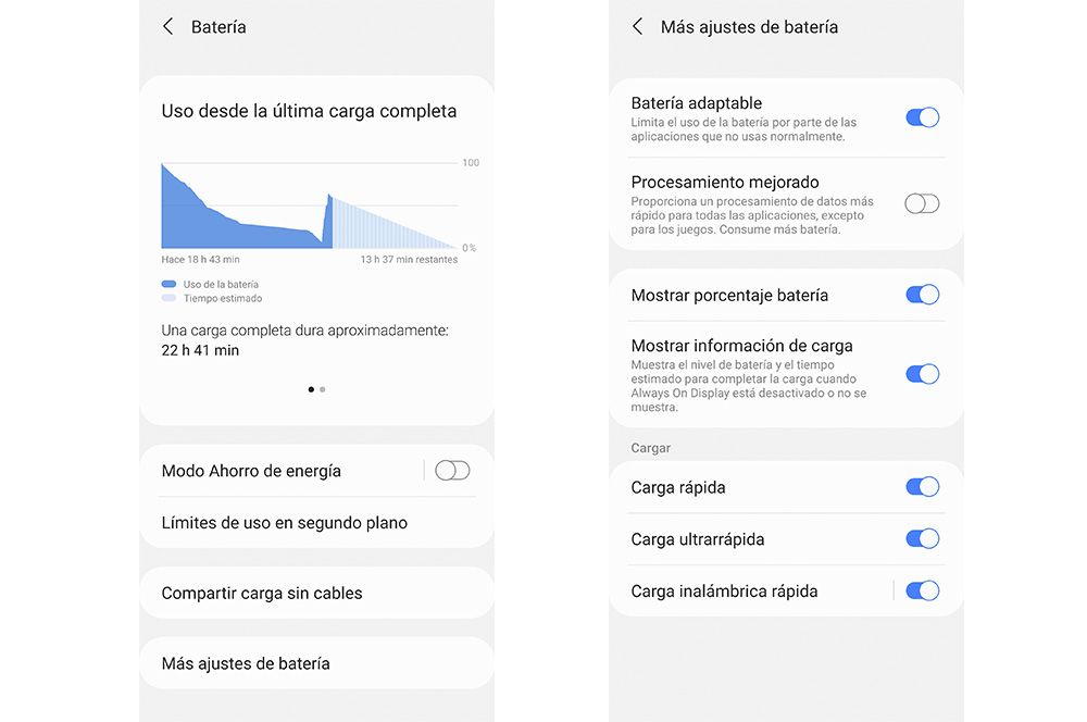 Activar procesamiento mejorado en Samsung