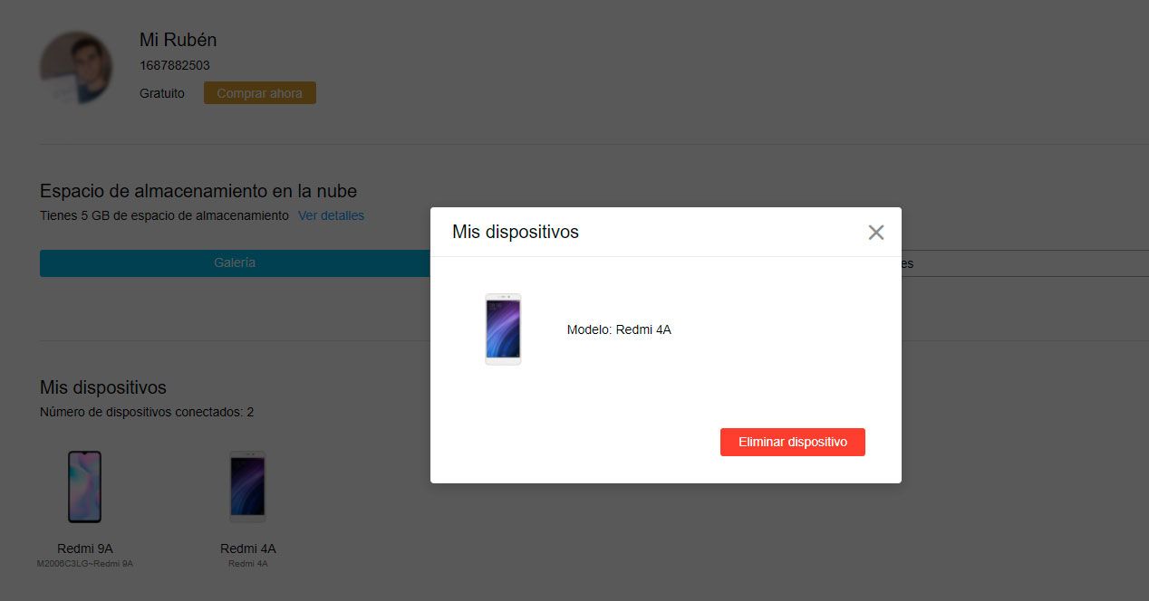 eliminar dispositivo xiaomi mi cloud