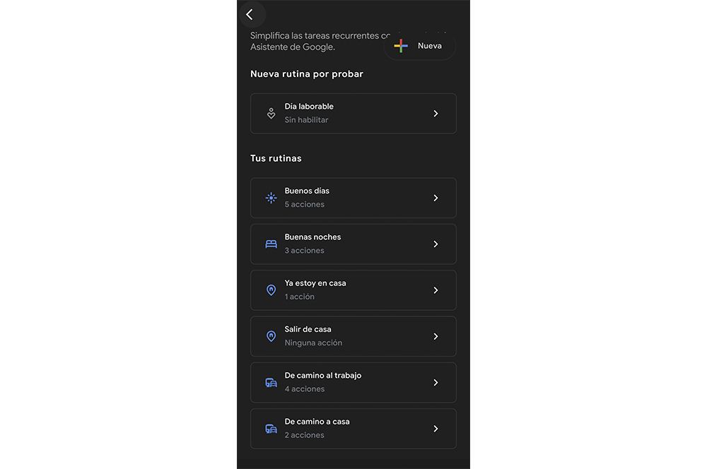 Rutinas del Asistente de Google