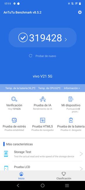 Resultat på AnTuTu del VIVO V21 5G