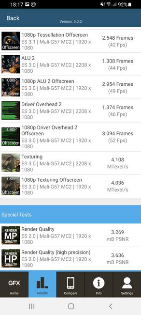 Результаты на GFXbench с Samsung Galaxy A22 5G
