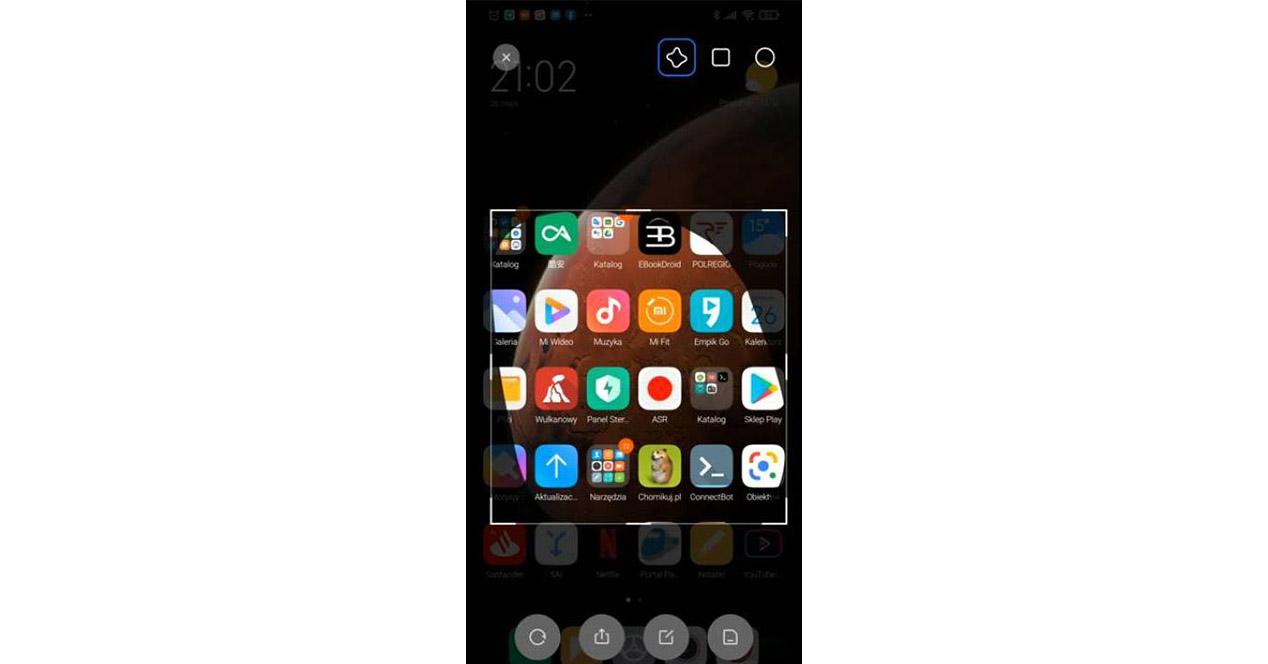 Captura específica pantalla móviles Xiaomi
