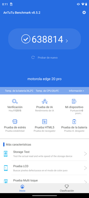 Resultat og AnTuTu med Moto Edge 20 Pro