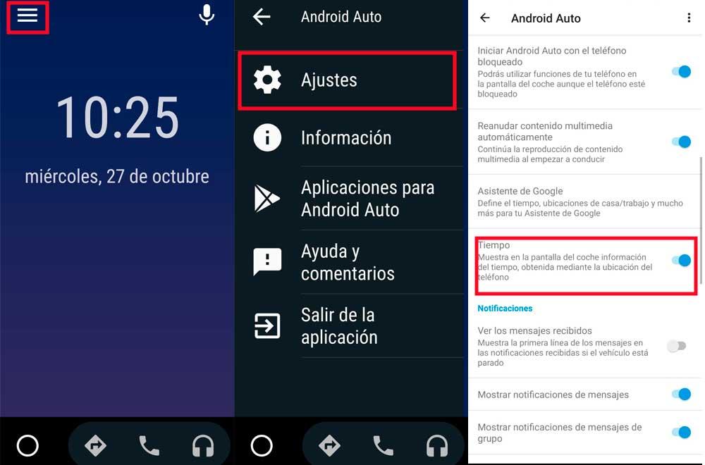 Opción Tiempo Android Auto